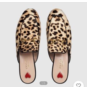 GUCCI Princetown horsebit leopard print calf hair